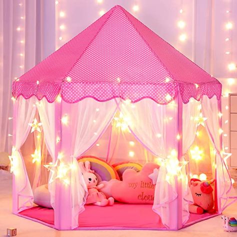 Amazon.com: Sumbababy Princess Castle Tent for Girls Fairy Play Tents for Kids Hexagon Playhouse with Large Star Lights Toys for Children or Toddlers Indoor or Outdoor Games (Pink) : Toys & Games Princess Playhouse, Princess Tent, Girls Tent, Castle Playhouse, Toddler Tent, Childrens Tent, Kids Castle, Indoor Playhouse, Garden Kids