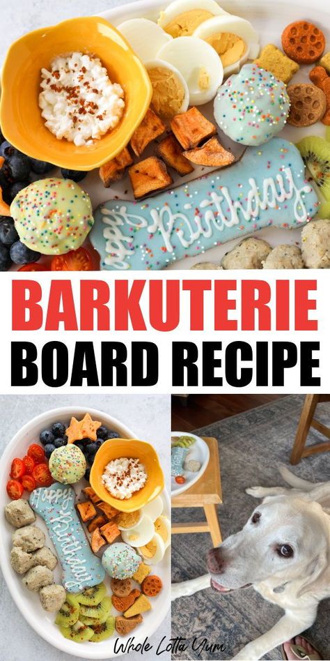 Make a healthy and easy barkuterie board for your dog to celebrate their birthday or National Dog Day. Putting together a charcuterie board for dogs is super simple when you stick to store bought treats and dog safe fruits, veggies, and protein. It's easy and so cute! Charcuterie Board Ideas For Dogs, Gotcha Day Ideas For Dogs, Dog Treat Charcuterie Board, Barkuterie Board For Dogs, Dog Charcuterie Board, Barkuterie Board, Dog Birthday Treats, Whole Lotta Yum, Pup Treats