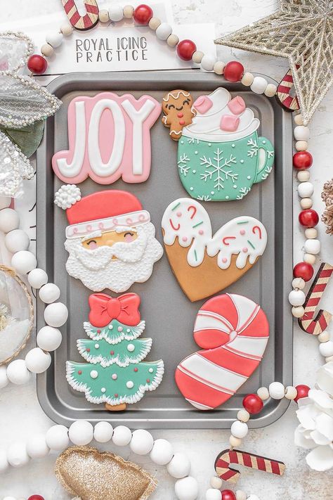 Happy Birthday Jesus Cookies, Decorated Winter Cookies, Christmas Mug Sugar Cookies, Paint Your Own Cookies Christmas, Christmas Sugar Cookies Aesthetic, Rudolph Cookies Decorated, Personalized Christmas Cookies Decorated, Girly Christmas Cookies, Christmas Cookie Class Ideas