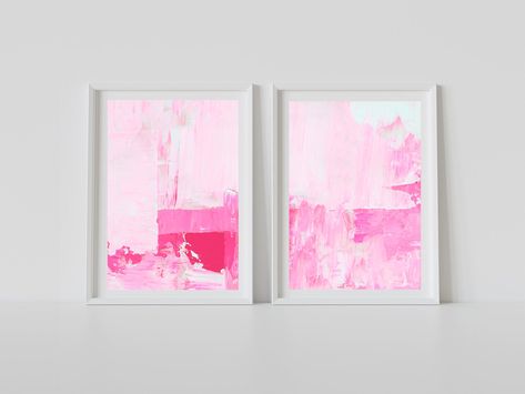 Light Pink Rooms, Hot Pink Wall Art, Hot Pink Walls, Murs Roses, Pink Prints, Prints Pink, Pink Abstract Painting, Pink Abstract Art, Pink Wall Decor