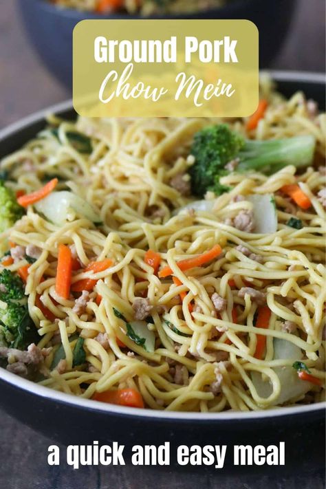 Chinese Ground Pork Recipes, Pork Chow Mein Recipe Easy, Pork Low Mein, Ground Pork Noodles, Chow Mein Recipe Easy, Pork Chow Mein Recipe, Low Mein, Pork Chow Mein, How To Cook Garlic