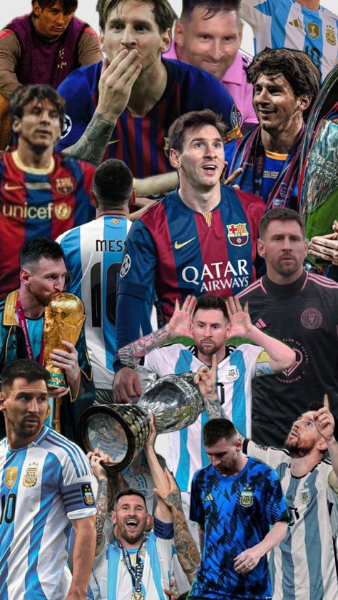 #Messi #football #collage #wallpaper Football Collage Wallpaper, Football Collage, Lionel Messi Posters, Messi Poster, Lionel Messi Wallpapers, Messi Photos, Leonel Messi, Collage Wallpaper, Football Is Life