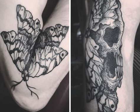 Moth Knee Tattoo, Knee Ditch Tattoo, Folding Tattoo, Moving On Tattoos, Butterfly Tattoos On Arm, Create A Tattoo, Dinosaur Tattoos, Tattoo Skull, Fantasy Tattoos