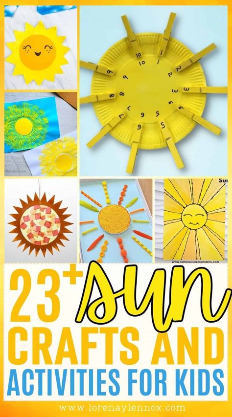 If you are looking to keep your little ones engaged and entertained this summer, why not try out one of these 23 sun activities for toddlers. Sun Crafts For Kids, Sunshine Activities, Sun Activity, Sun Crafts, Summertime Crafts, Kids Sun, Kindergarten Art Projects, Ladybug Crafts, Spring Crafts For Kids