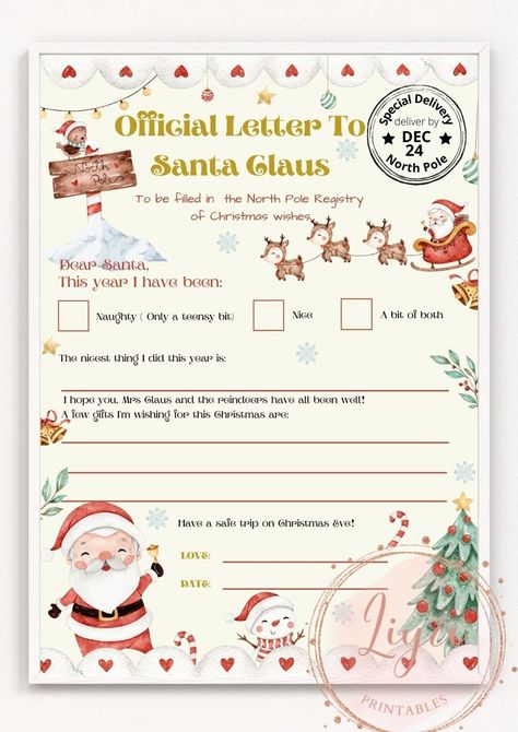 Excited to share the latest addition to my #payhip shop: Letter to Santa / Printable Letter to Santa Claus / Santa Letter / Kids Letter / Christmas Letter / INSTANT DOWNLOAD Printable file https://etsy.me/3GS2I3V #christmas #unframed #vertical #lettertosanta #SantaClaus Santa Letters To Kids Free Printable, Nisse Bus, Santa Claus Letter Template, Santa Christmas List, Santas Letter, Letter For Santa, Christmas Wish List Template, Santa Breakfast, Letter To Santa Printable