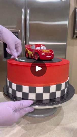 19K views · 545 reactions | #disneycars #cakedecorating #cakedecorator #cakevideo #cakesofinstagram #cakedecorating #cakelover #cakeart #cakedesign #cakechallenge #reelsfbシ... | By JV OM | This customer requested a Disney cars cake and I bought this toy on Amazon. The reason that I went with this larger toy rather than the smaller Hot Wheel size Lightning McQueen is because this was a large cake. It was two layers of 10 inch to feed 40 people. So it wouldn't have been too proportion if I used that small tiny Lightning McQueen on this really big cake. I was super happy when I found this toy on Amazon not only because of the size but because if you push down that top button it does say some phrases so the birthday boy can definitely play with it after the birthday party. I Start out with a r Disney Car Cake, Disney Pixar Cars Birthday Cake, Cars Birthday Cake For Boys, Birthday Cake Mcqueen, Cars Cake For Boys, Cars Birthday Party Cake, Cake Mcqueen, 3rd Birthday Cakes For Boys, Disney Cars Birthday Cake