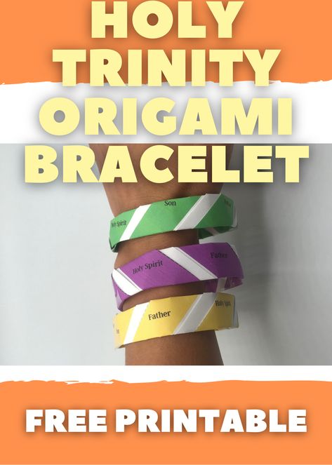 Trinity Sunday Craft, Trinity Crafts For Kids Sunday School, Holy Trinity Crafts For Kids, Trinity Sunday School Lesson, Trinity Craft, Origami Bracelet, The Most Holy Trinity, Trinity Bracelet, Hero Crafts