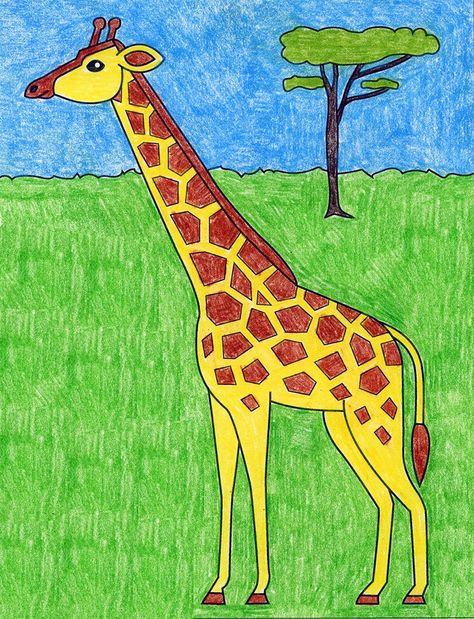 How to Draw a Giraffe Easy · Art Projects for Kids Giraffe Video, Easy Giraffe Drawing, Giraffe Outline, Cute Giraffe Drawing, Aril Tatum, Giraffe Drawing, Giraffe Head, Giraffe Painting, Cartoon Giraffe