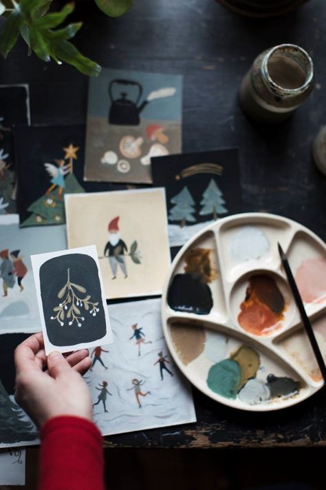 llustrator Gemma Koomen's illustrations in her studio. 91 Magazine talks to Gemma about her career as an illustrator and running a small creative business. Meet The Maker, Sketchbook Inspiration, Photo Story, The Maker, Small Art, Art Business, Xmas Cards, Find It, Drawing Inspiration