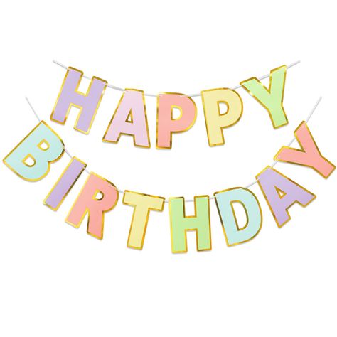 PRICES MAY VARY. Paper Trendy and Fun: Our happy birthday sign is the perfect for pastel bday, ensuring a guaranteed hit for your birthday decoration! Delicate and Luxe: Each banner is meticulously crafted with gold foil finish on the edges, adding a trendy and luxurious touch to your birthday decor. Ready to Party: Our birthday banner comes pre-strung and ready to hang, saving you time and effort in setting up your decorations. Versatile for Every Age: No matter your age, our banner is perfect Diy Birthday Bunting, Trendy Party Decor, Happy Birthday Sign, Anniversaire Diy, Pastel Birthday, Happy Birthday Bunting, Happy Birthday Signs, Pastel Party, Birthday Bunting