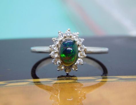 Celebrity Rings, Oval Halo Engagement Ring, Opal Diamond Ring, Gifts For Aunt, Ethiopian Opal Ring, Ring Opal, Custom Ring, Opal Stone, Matching Band