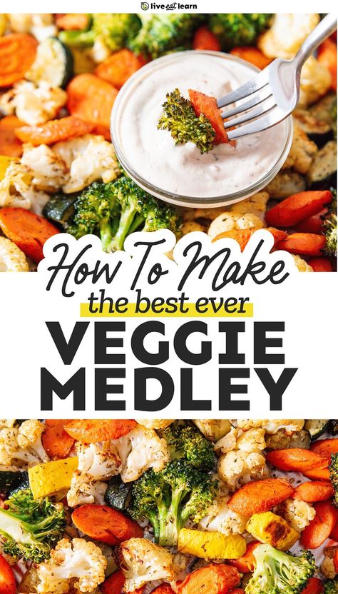 Made with vegetables that span the colors of the rainbow, this roasted vegetable medley is an easy way to cook flavor-packed veggies! Tossed in just a light coating of oil and salt, the neutral flavors allow the vegetables to really shine. Plus, I've included a wide array of other veggies this method works with as well as how to cook them in the air fryer! Medley Vegetables Recipe, Veggie Medley Recipes Roasted Vegetables, Best Roasted Veggies In Oven, Vegetable Medley Recipes Sauteed, Baked Vegetable Medley, Air Fryer Vegetable Medley Recipes, Sauteed Vegetable Medley, Roasted Vegetable Medley Recipes, Summer Vegetable Medley