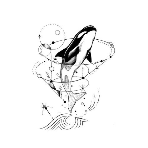 Dainty Orca Tattoo, Tattoo Ideas Orca, Orca Whale Tattoo Design, Orca Art Drawing, Orca Whales Tattoo, Geometric Whale Tattoo, Tiny Orca Tattoo, Floral Orca Tattoo, Orca Tatoos