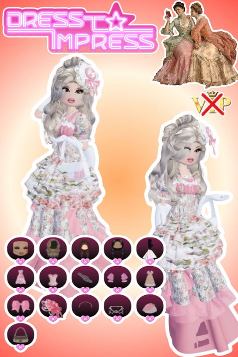 • 🏵️ • - #fyp #dti #dresstoimpress #dress #to #impress #roblox #dtiideas #aesthetic #outfitideas #dresstoimpressideas #idea #board #pin #robloxpin #robloxdti #robloxdresstoimpress Dti Outfits Ideas Rocco, Rocco Dti Outfits, Dti Rococo No Vip, Dress To Impress Outfits Decades, Every Dress To Impress Theme, Decades Dti Outfit, Dti Decades Theme, Rococo Dress To Impress No Vip, Dress To Impress Decades Theme