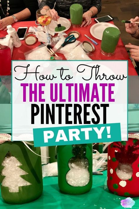 Are you guilty of Pinning a ton of craft ideas on Pinterest and never doing anything with them?! If this is you, consider throwing a Pinterest Party this holiday season! Gather a group of ladies, family or friends and get to crafting. Here are my tips and tricks to hosting the perfect Pinterest Party! #christmasparty #christmascraft #Crafts #lakelifestateofmind Hosting A Craft Party, How To Host A Craft Party, Ladies Night Christmas Craft, Diy Craft Party Ideas For Adults, Ladies Christmas Craft Night Ideas, Christmas Group Crafts For Adults, Christmas Craft Night Ideas Ladies, Christmas Craft Night Ideas, Ladies Night Craft Ideas