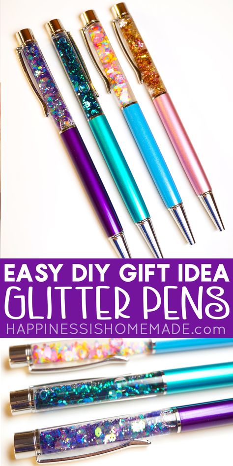 Easy DIY Glitter Pens - These awesome DIY glitter pens can be made in under 10 minutes! A fantastic homemade gift idea that can be personalized with your favorite color combinations! Diy Glitter Pens, Glitter Crafts Diy, Glitter Wallpaper Iphone, Letters Ideas, Homemade Gift Idea, Glitter Projects, How To Make Glitter, Diy Crafts For Teens, Pen Craft