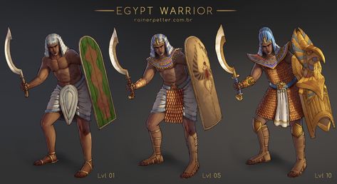 ArtStation - Egyptian Characters, Rainer Petter Egypt Warrior, Egyptian Character Design, Egyptian Warrior, Egypt Concept Art, Armadura Medieval, Age Of Empires, Egyptian History, Ancient Egyptian Art, Historical Pictures