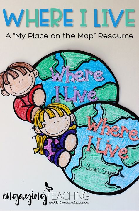 My Place on the Map has never been so adorable. This really helps my kiddos understand where they live in comparison to the universe! #WhereILive #MyPlaceontheMap Social Studies Maps, Preschool Social Studies, Social Studies Notebook, Kindergarten Social Studies, American History Lessons, Social Studies Unit, Map Crafts, Map Activities, Social Studies Elementary