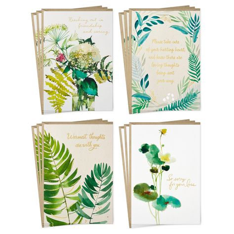 PRICES MAY VARY. When friends or family members are going through a difficult time, a card is more appreciated than ever. These are sure to bring a little light to anyone's day. Cards feature four watercolor greenery designs (3 of each design). Each one contains unique sentiments inside. The condolences in this boxed set are there for you when those you love need support, thoughts, and healing the most during times of loss and grief. Sympathy cards measure 5" x 7.2" and come with coordinating en Words For Sympathy Card, Sympathy Card Messages, Condolence Card, Father's Day Greeting Cards, Watercolor Greenery, Paint Cards, Thanks Card, Cards With Envelopes, Sympathy Card