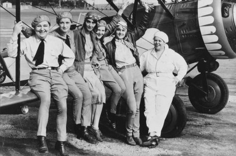 In 1929, a Women's Air Derby, affectionately coined the "Powder Puff Derby," had forty women pilots qualified to take part in the derby, and nineteen, including Amelia Earhart, actually raced. The Women's Air Derby served as a turning point in women's aviation. After the race, they gathered under the grandstand and discussed the possibility of forming an organization for women pilots. Register Website, Black Supermodels, Female Pilots, Big Mama, Messy Nessy Chic, Air Race, Air Planes, Female Pilot, Amelia Earhart