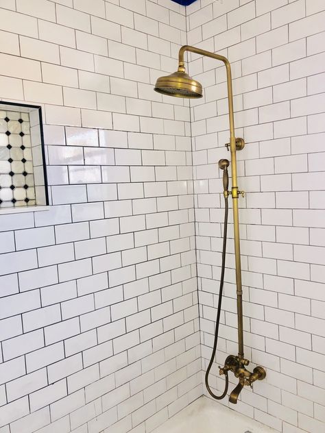 Vintage Shower Head, Shower Vintage, New House Bathroom, Bathroom Inspo, House Bathroom, Home Reno, Shower Head, House Inspo, Bathroom Remodel