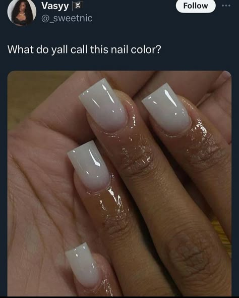 Off White Nails Short, Short Manicures Gel, Shortie Acrylic Nails Square, White Nails Glossy, Classic Nails Black Women, Sharp Square Nails Short, Nut Color Nails Short, Basic Shorties Nails, Cute Classy Short Acrylic Nails