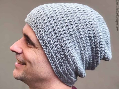 Free slouchy beanie crochet pattern that's great for guys! This easy slouch hat pattern also includes sizes for babies, toddlers, children and adults. Crochet Slouchy Beanie For Men, Men’s Slouchy Beanie Crochet Pattern, Free Crochet Slouchy Beanie Pattern, Easy Slouchy Crochet Hat Free Pattern, Crochet Slouchy Hat Free Pattern Mens Slouch Beanie, Mens Slouchy Beanie Crochet Pattern Free, Slouchy Beanie Crochet Pattern Free, Crochet Slouchy Hat Free Pattern, Crochet Slouchy Beanie Pattern