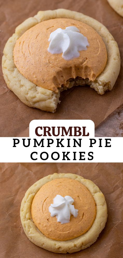 Crumble Cookie Recipe, Pumpkin Pie Cookies, Fall Baking Recipes, Pie Cookies, Kreative Snacks, Tasty Baking, Sweet Snacks Recipes, Lost 100 Pounds, Fun Baking Recipes