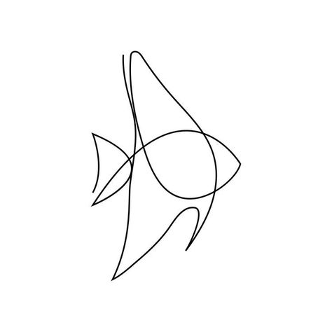 Aquarium Tattoo Ideas, One Line Drawing Tattoo, Line Art Fish, One Line Tattoo, Toy Fish, Fish Tank Design, Fish Toy, Tattoos Geometric, Single Line Drawing