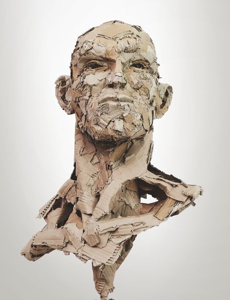 visu-human-buste-olivier-bertrand Cardboard Art Sculpture, Anatomy Sculpture, Sculpture Head, Cardboard Sculpture, Layered Art, Trash Art, Art Appliqué, Paper Mache Sculpture, Deco Originale