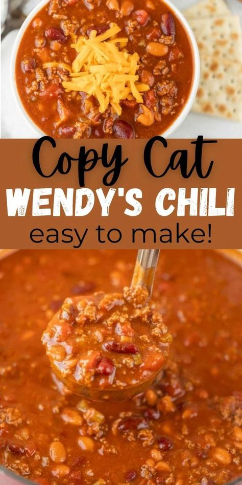 Chilli Recipe Crockpot, Wendy's Chili Recipe, Chili Side Dishes, Wendy's Chili, Wendys Chili Recipe, Chili Easy, Homemade Chili Recipe, Bean Chili Recipe, Best Chili Recipe