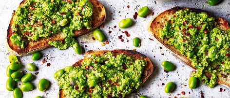 Broad Bean Toast Linguine Recipes Easy, Broad Bean Recipes, Veggie Salad Recipes, Beans On Toast, Broad Beans, Healthy Brunch, Broad Bean, Healthy Summer Recipes, Easy Lunch Recipes