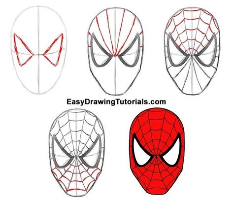 How To Draw Spiderman, Spider Man Drawing, Spiderman Sketches, Spiderman Canvas, Spiderman Painting, Disney Drawing Tutorial, Marvel Art Drawings, Spider Drawing, Spiderman Mask