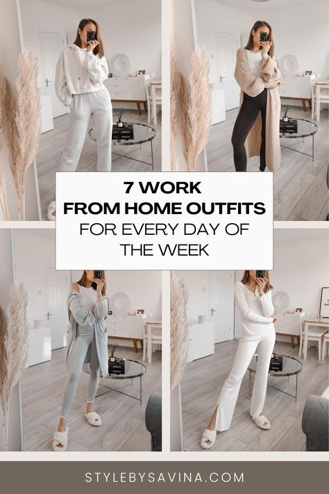 work from home outfits House Work Outfit, Stay At Home Comfy Outfits, Womens Work From Home Outfits, Feminine Stay At Home Outfits, Elegant Work From Home Outfits, Chic At Home Outfits, Classy At Home Outfits, Cozy Wfh Outfit, At Home Casual Outfit