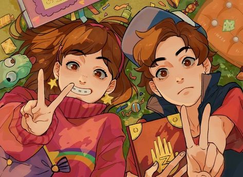 Giffany Gravity Falls, Gravity Falls Dipper, Dipper And Mabel, Desenhos Gravity Falls, Gravity Falls Fan Art, Reverse Falls, Mabel Pines, Gravity Falls Art, Kunst Inspiration