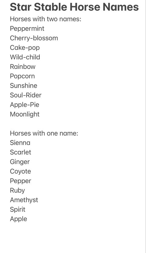 Star Stable Name Ideas, Sso Horse Names, Star Stable Horse Names, Star Stable Aesthetic, Cute Horse Names, Names For Horses, Sso Outfit Ideas, Horses Names, Horse Name Ideas