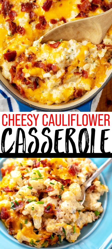 Sour Cream Casserole, Cheesey Cauliflower, Ranch Cauliflower, Cheesy Cauliflower Casserole, Keto Cauliflower Casserole, Veggie Casseroles, Baked Cauliflower Casserole, Low Carb Cauliflower Casserole, Cauliflower Cheese Bake