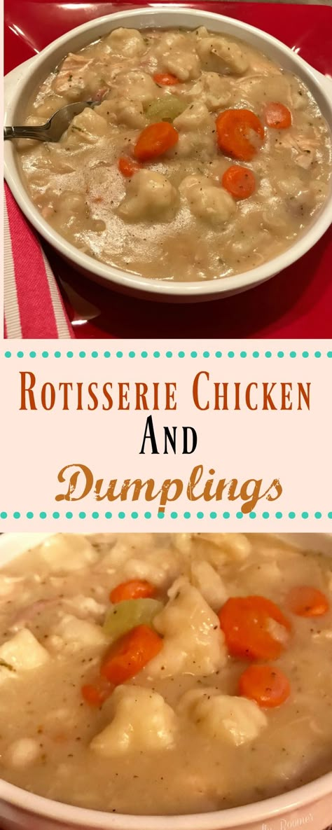 Rotisserie Chicken And Dumplings, Chicken And Dumplings Recipes, Dumplings Recipes, Best Chicken And Dumplings, Using Rotisserie Chicken, Rotisserie Chicken Soup, Recipes Using Rotisserie Chicken, Chicken Dumpling Soup, Chicken Dumplings Recipe