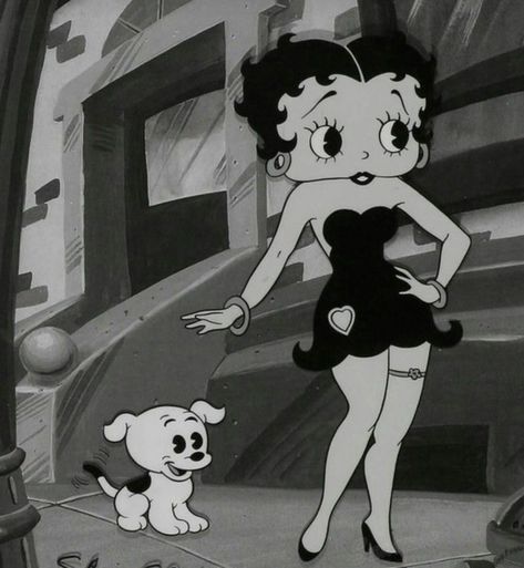 Betty Boop Profile Picture, Betty Boop And Pudgy, Betty Pop, Kitschy Aesthetic, Max Fleischer, Dark Dragon, Alice Angel, Black And White Picture Wall, Betty Boop Art