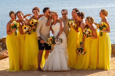 Manchester Wedding, Beach Wedding Bridesmaid Dresses, Beauty And Beast Wedding, Beach Wedding Decorations Reception, Beach Wedding Bridesmaids, Wedding Color Pallet, Sunflower Themed Wedding, Wedding Color Combos, Ibiza Wedding