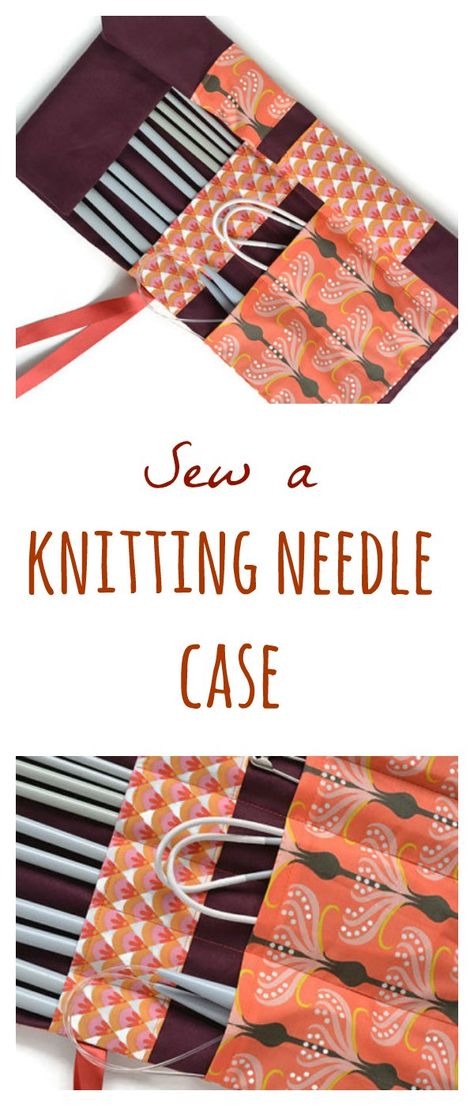 Knitting Needle Case Tutorial - Knitting Needle Organizer DIY. Visit the blog for step by step instructions Knitting Needle Case Tutorial, Knitting Needle Case Pattern, Diy Knitting Needles, Knitting Needle Storage, Knitting Needle Case, Sew Ins, Trendy Sewing, Beginner Sewing Projects Easy, Diy Sewing Pattern