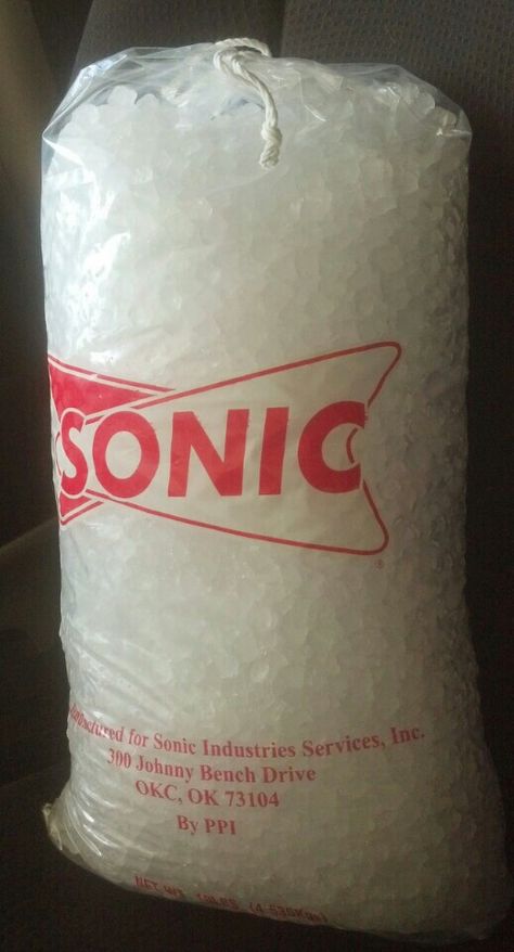 Did you know you can buy a bag of Sonic Ice? When you order just request a bag of Ice and for 2.19 (prices could vary) they'll hand you a bag full of the amazing crushed ice. Perfect for parties or the freezer without a working icemaker :) Essen, Ice Eater, Bag Of Ice, Ice Price, Sonic Ice, Ice Aesthetic, Sonic Drive In, Ice Bag, Eating Ice