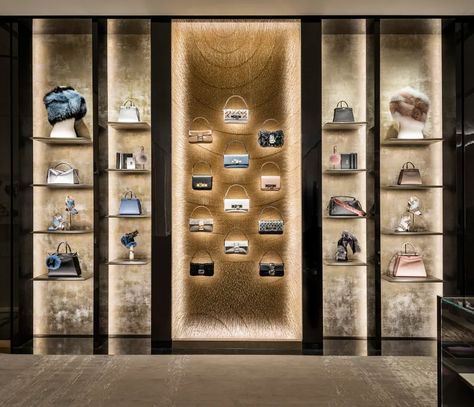 Curiosity · Palazzo Fendi · Divisare Fendi Shop, Shoe Store Design, Handbag Display, Retail Store Interior Design, Fendi Store, Italian Furniture Design, Interior Shop, Design Box, Unique Interior Design