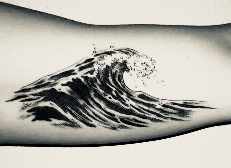 Wave tattoo on myself Black And Grey Wave Tattoo, Large Wave Tattoo, Realistic Wave Tattoo, Wave Tattoos, Wave Tattoo, Large Waves, Watch Tattoos, Waves Tattoo, Maori Tattoo