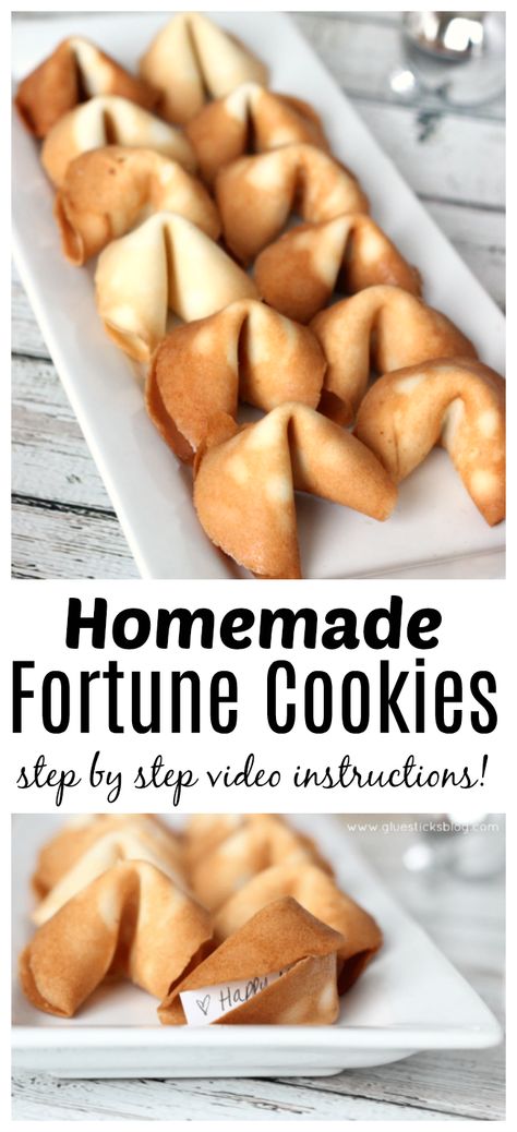 Fortune Cookie Aesthetic, Homemade Fortune Cookies, Unique Cookie Recipes, Cookies Recipe Video, Fortune Cookies Recipe, Cookie Recipe Video, Homemade Chinese Food, Buy Cookies, Fortune Cookies