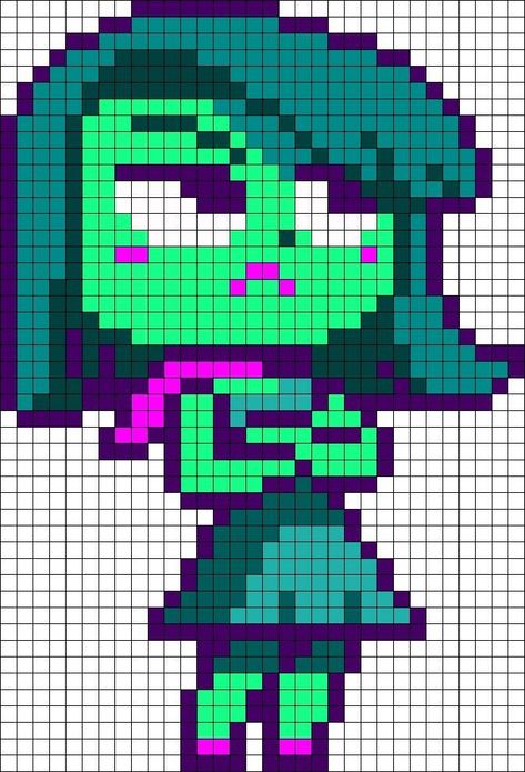 Inside Out Cross Stitch, Inside Out 2 Perler Beads, Inside Out Perler Beads, Inside Out Perler Bead Patterns, Pixel Art Inside Out, Stitch Perler Bead Pattern, Cartoon Pixel Art, Pixelated Characters, Modele Pixel Art