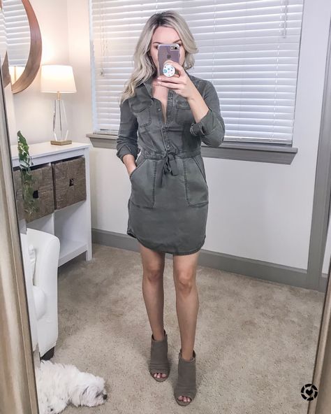 Utility dress #falloutfit Utility Dress Outfits, Utility Dress, Fall Dress Outfit, Beauty Style, Dress Outfit, Utility Jacket, Dresses With Leggings, Fall Outfits, Fashion Beauty