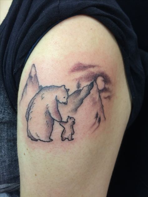 Mommy Bear Tattoo, Mumma Bear Tattoo, Bear Ankle Tattoo, Two Bears Tattoo, Mom And Baby Bear Tattoo, 2004 Tattoos, Mama Bear And Cubs Tattoo, Bear Outline Tattoo, Little Bear Tattoo