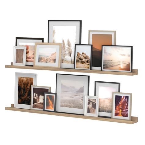 Above Fireplace Decor, Picture Ledge Wall, Ledge Wall, Wooden Storage Shelves, Picture Ledge Shelf, Photo Ledge, Long Floating Shelves, Frame Wall Collage, Wall Collage Decor