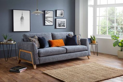 Celebrity here at Furniture World Charcoal Sofa Living Room, Teal Walls Living Room, Gray Sofa Styling, Grey Sofa Design, Danish Living Room, Log Burner Living Room, Interior Decoration Ideas, Charcoal Sofa, Grey Sofa Living Room